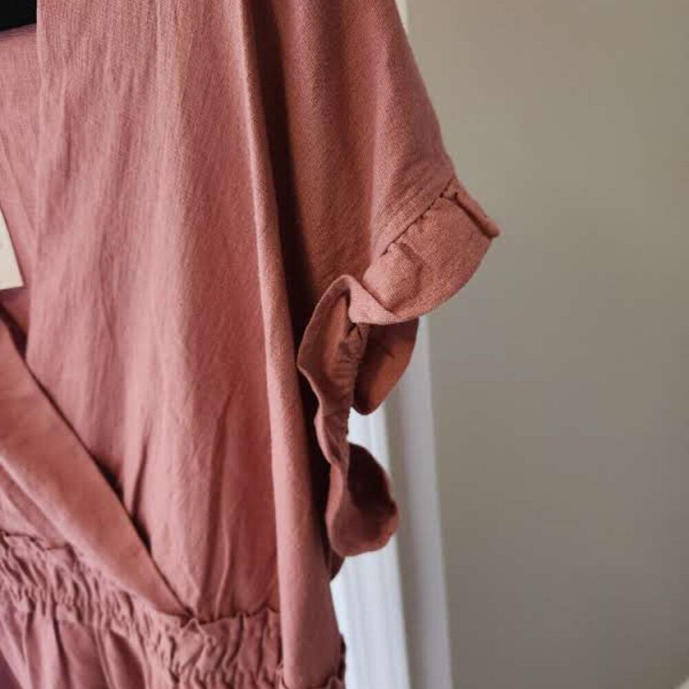 Monteau 2X Mauve Wrap Front Midi Dress - Picture 5 of 9